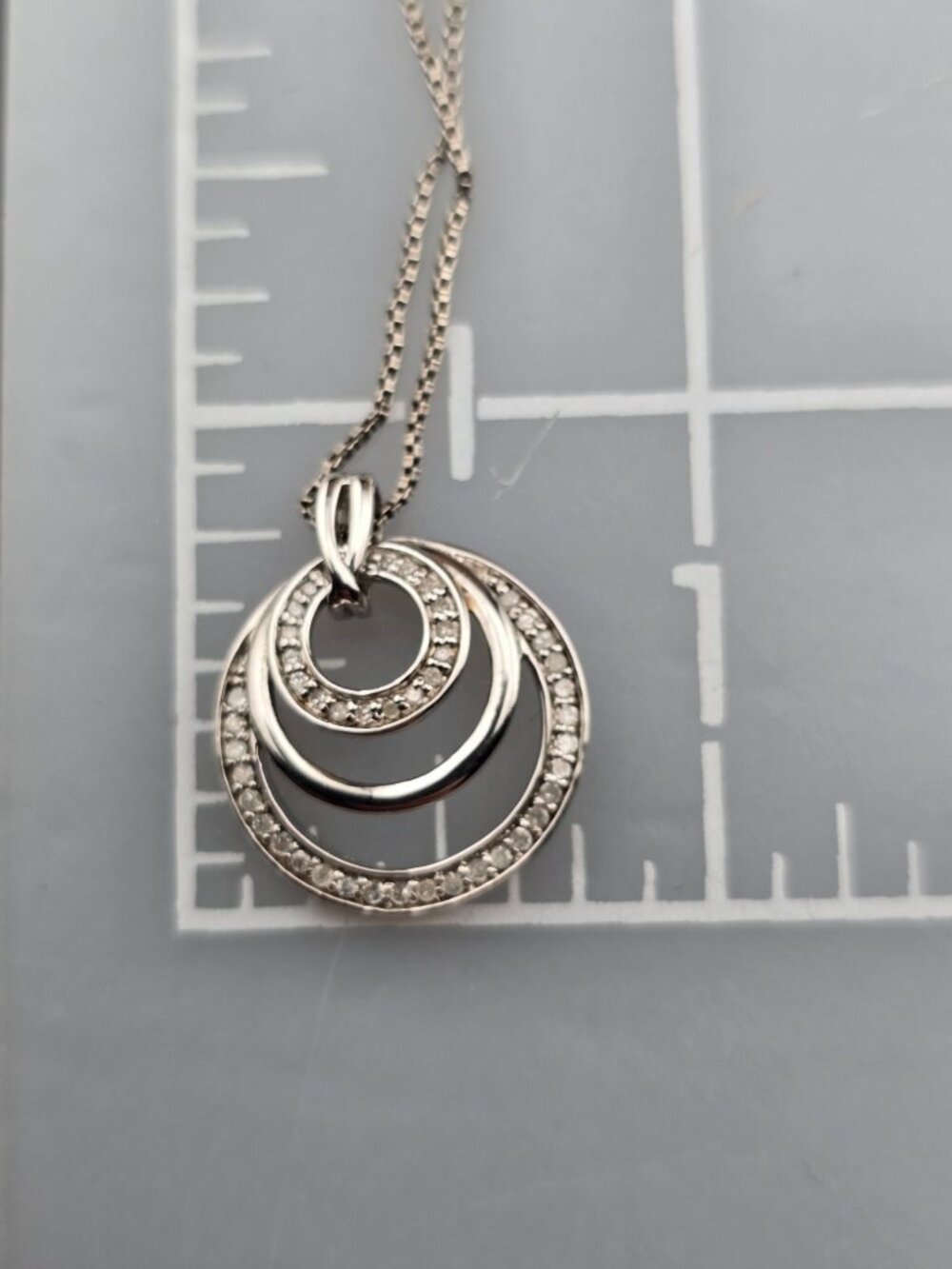 Sterling Silver Necklace Box Chain with CZs SAI 26" - Picture 12 of 12